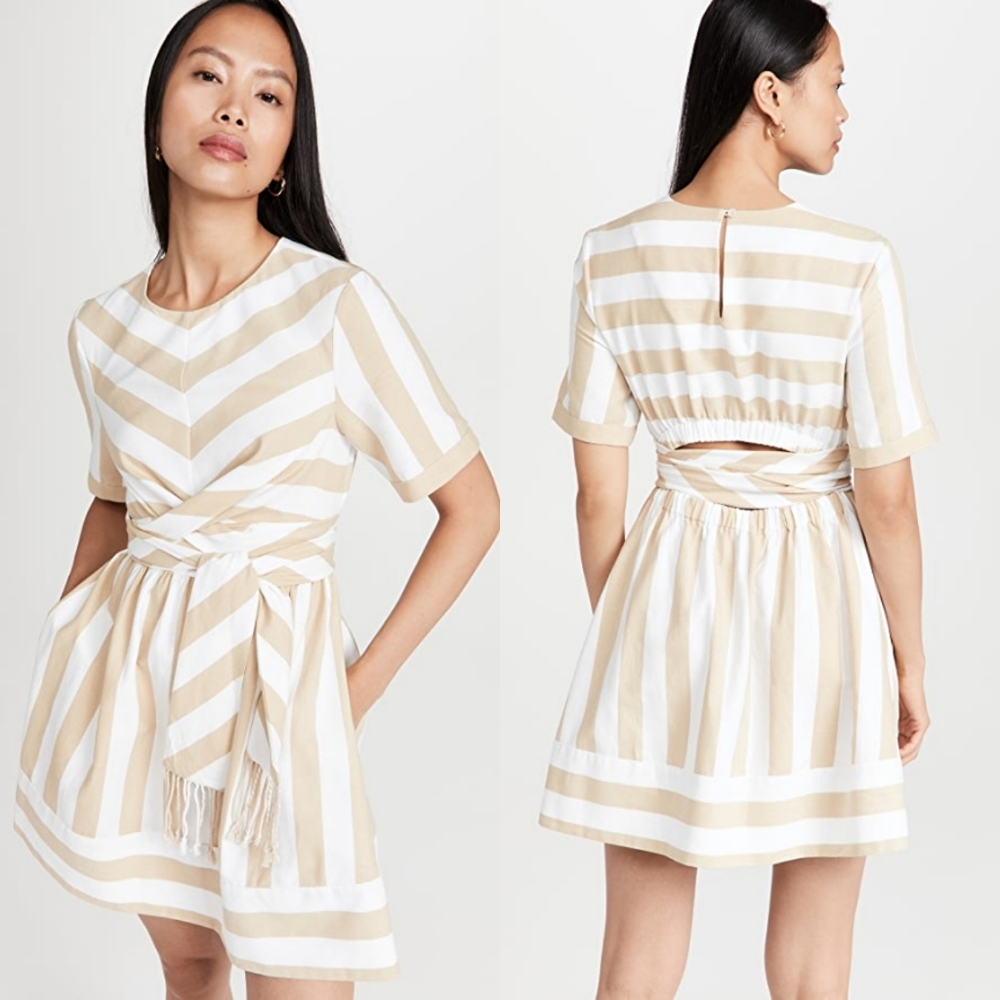 NWT STAUD York Striped Cotton Blend Dress - Picture 2 of 9